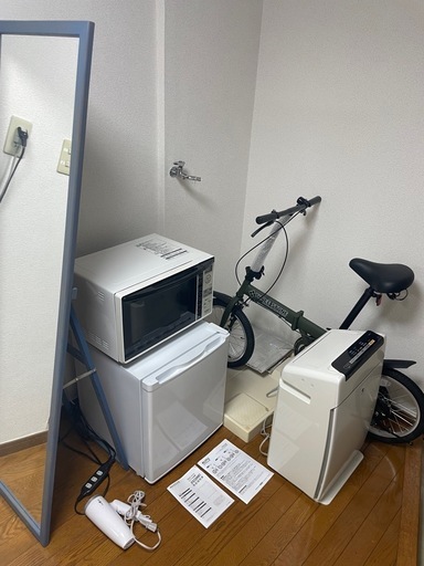 一人暮らし家電セット　冷凍庫　自転車　電子レンジ　鏡　ドライヤー　空気清浄機 1人暮らし家電セット 冷凍庫 自転車 電子レンジ 鏡 ドライヤー 空気清浄機