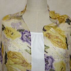 ストール　ベージュ×花②の画像