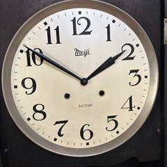 ◆Meiji◆大きなゼンマイ式掛時計◆全長約130cm◆USED稼動品◆レトロ◆の画像