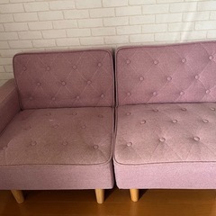 2人掛けソファ ピンク ソファベッドの画像