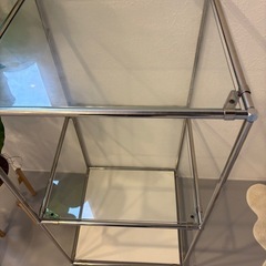 【韓国風)】ガラスサイドテーブル2段の画像