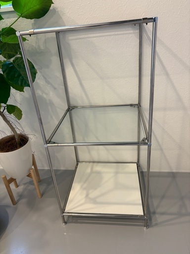 【韓国風)】ガラスサイドテーブル2段