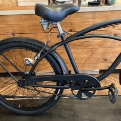 【前後タイヤ・チューブ新品！】シングルギア　24インチビーチクルーザー　マットブラックの画像