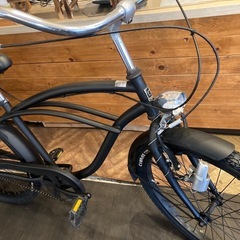 【前後タイヤ・チューブ新品！】シングルギア　24インチビーチクルーザー　マットブラックの画像