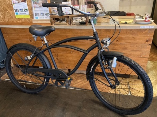 【前後タイヤ・チューブ新品！】シングルギア　24インチビーチクルーザー　マットブラック