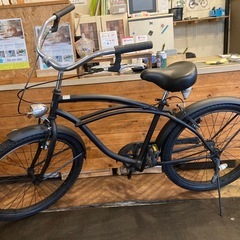 【前後タイヤ・チューブ新品！】シングルギア　24インチビーチクルーザー　マットブラックの画像