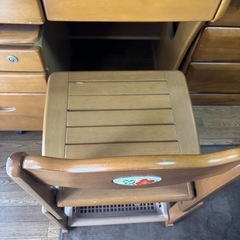 （無料）学習机 勉強机 学習机セット 収納 木目調 コードスリット付 幅100cm の画像