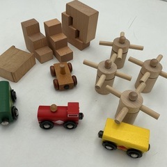 木製 つみ木&乗り物おもちゃ セットの画像