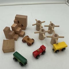 木製 つみ木&乗り物おもちゃ セットの画像