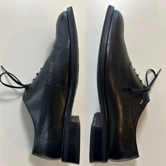 ランバンコレクションメンズビジネスシューズドレスシューズ黒色ブラック革靴紐靴レザー本革牛革紳士靴男性用25センチ内羽根プレーントゥの画像