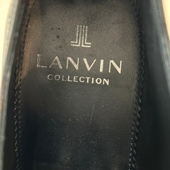 ランバンコレクションメンズビジネスシューズドレスシューズ黒色ブラック革靴紐靴レザー本革牛革紳士靴男性用25センチ内羽根プレーントゥの画像