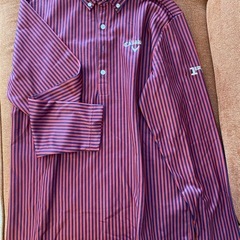 CALLAWAY キャロウェイ 裏起毛 長袖ポロシャツ ボタンダウン ストライプ柄 レッド系の画像