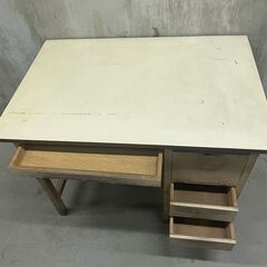 【那須町役場】昭和レトロ　木製事務机　テーブル　オフィス　カフェ　古道具【管理番号351】の画像