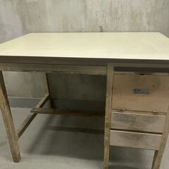 【那須町役場】昭和レトロ　木製事務机　テーブル　オフィス　カフェ　古道具【管理番号351】の画像