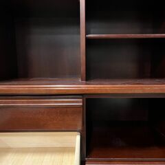 KUWAYA 久和屋 木製 飾り棚 本棚 食器棚 収納棚 ガラス扉 幅85cm×奥行46cm×高さ126cm の画像