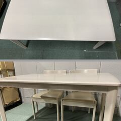 NITORI ニトリ 4人用 ダイニングテーブル チェア2脚 ベンチシート 天然木 幅120cm×奥行80cm×高さ70cm の画像