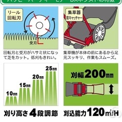 手動芝刈り機 赤黒　キンボシ　ハッピーバーディーモアーDX ローンスパイク付きの画像