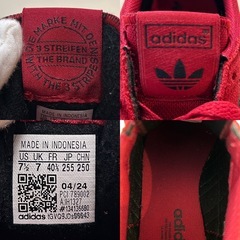 美品adidasアディダスメンズスニーカー赤色系25.5センチウォーキングシューズジョギングシューズ紳士靴男性用カジュアルシューズの画像