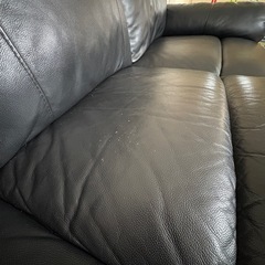 3人がけ電動ソファー　本革　黒の画像
