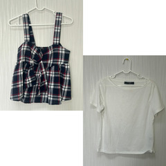 新品未使用 チェックキャミソール&半袖Tシャツ 2点セット Lサイズの画像
