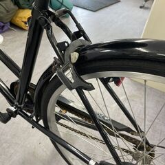 26インチ 自転車 黒 カゴ 鍵 スタンド付き ブラック 変速なし 札幌市手稲区の画像