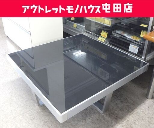 リビングテーブル 100×100 ガラス天板 スクエア アルミフレーム センターテーブル ガラステーブル デザイン家具☆ 札幌市 北区 屯田