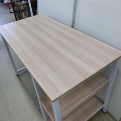 デスク 棚板付き フリーデスク 木目調 ナチュラル PCデスク 学習机 幅120cm ナチュラル×ホワイト 机 つくえ デスク 札幌市 西野店の画像