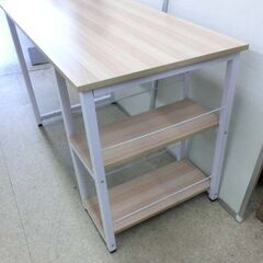 デスク 棚板付き フリーデスク 木目調 ナチュラル PCデスク 学習机 幅120cm ナチュラル×ホワイト 机 つくえ デスク 札幌市 西野店の画像