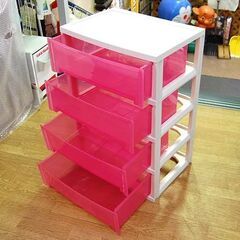 プラチェスト 4段 幅53×奥行38×高さ77.5cm ピンク系 衣類収納 衣装ケース たんす タンス 札幌市 清田区 平岡の画像