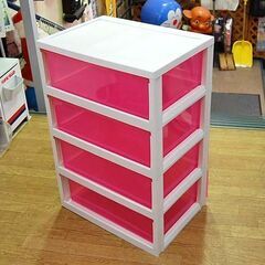 プラチェスト 4段 幅53×奥行38×高さ77.5cm ピンク系 衣類収納 衣装ケース たんす タンス 札幌市 清田区 平岡の画像