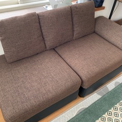 オットマン　2個　ソファとしても♪ 茶系　ミニクッション3個付き