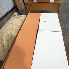 JM20409S)シングルベッド 組立式 マルミツ 幅：約100cm  高さ：約76cm 奥行：約217cm 中古品【取りに来られる方限定】の画像