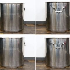 ≪ZR1126ジ限-①≫寸胴鍋 高さ約40cm ステンレス製 調理器具 業務用 大容量 炊き出し用/煮込み料理 大鍋/両手鍋 キッチン 現状品の画像