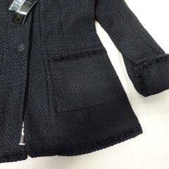 ( M-1023 )Madame Hiroko マダムヒロコ コート ブラック 黒 ボタン 15ARサイズ 中古 未使用の画像