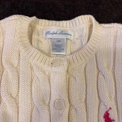 美品】ラルフローレン アイボリー カーディガン 12M 80cmの画像