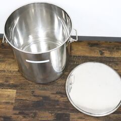 ≪ZR1127ジ限-②≫寸胴鍋 高さ約40cm ステンレス製 調理器具 業務用 大容量 炊き出し用/煮込み料理 大鍋/両手鍋 キッチン 現状品の画像