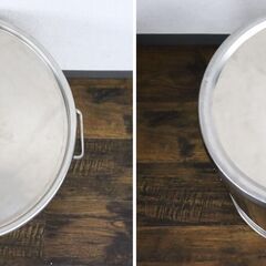 ≪ZR1127ジ限-②≫寸胴鍋 高さ約40cm ステンレス製 調理器具 業務用 大容量 炊き出し用/煮込み料理 大鍋/両手鍋 キッチン 現状品の画像