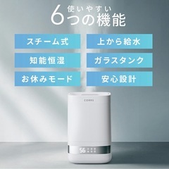加湿器 4.0L 大容量 スチーム式加湿器 上から給水 卓上加湿器 35畳対応の画像