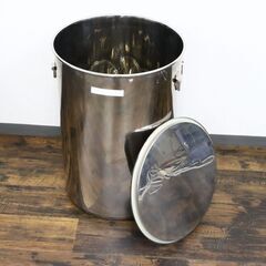 ≪ZR1128ジ限-③≫寸胴鍋 高さ約60cm ステンレス製 調理器具 業務用 大容量 炊き出し用/煮込み料理 大鍋/両手鍋 キッチン 現状品の画像