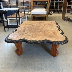 M2511-059 ヴィンテージ風 ローテーブル 渋い座卓 黒枠 キズ汚れ有りの画像