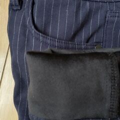 【美品】裏起毛パンツ／濃紺／ピンストライプ／Lサイズの画像