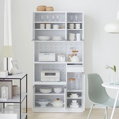 食器棚  キッチンボード ホワイトの画像