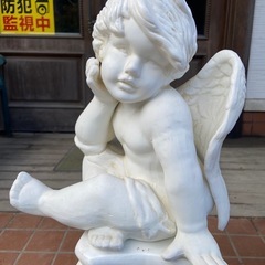天使　エンジェル　置物　陶器　高さ約70cm 　ガーデニング　オブジェ　インテリア　中古品の画像