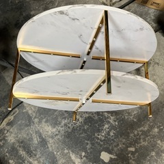 モンセグロ製丸型大理石柄2段テーブル66cmの画像