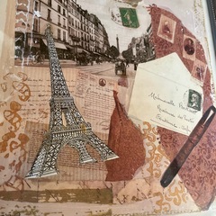 パリのコラージュ絵画の画像
