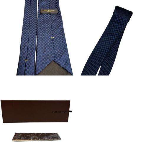 ルイヴィトン LOUIS VUITTON ネクタイ ダミエ柄 クラヴァット ネイビー