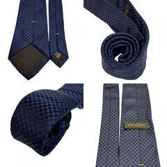 ルイヴィトン LOUIS VUITTON ネクタイ ダミエ柄 クラヴァット ネイビーの画像