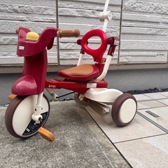 折りたたみ式　手押し付き三輪車の画像