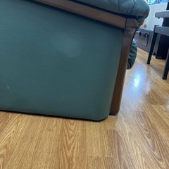 2人掛けソファー 角スレ有り 程度B グリーン×ブラウン【取りに来れる方限定】の画像