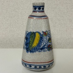 【レトロ陶器】みやび焼 花鳥文 小壺 一輪挿し アンティーク調の画像